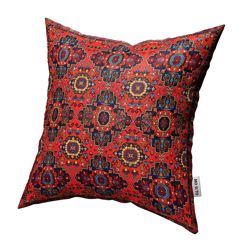 کاور کوسن مخملی طوسی روی مبل کرم